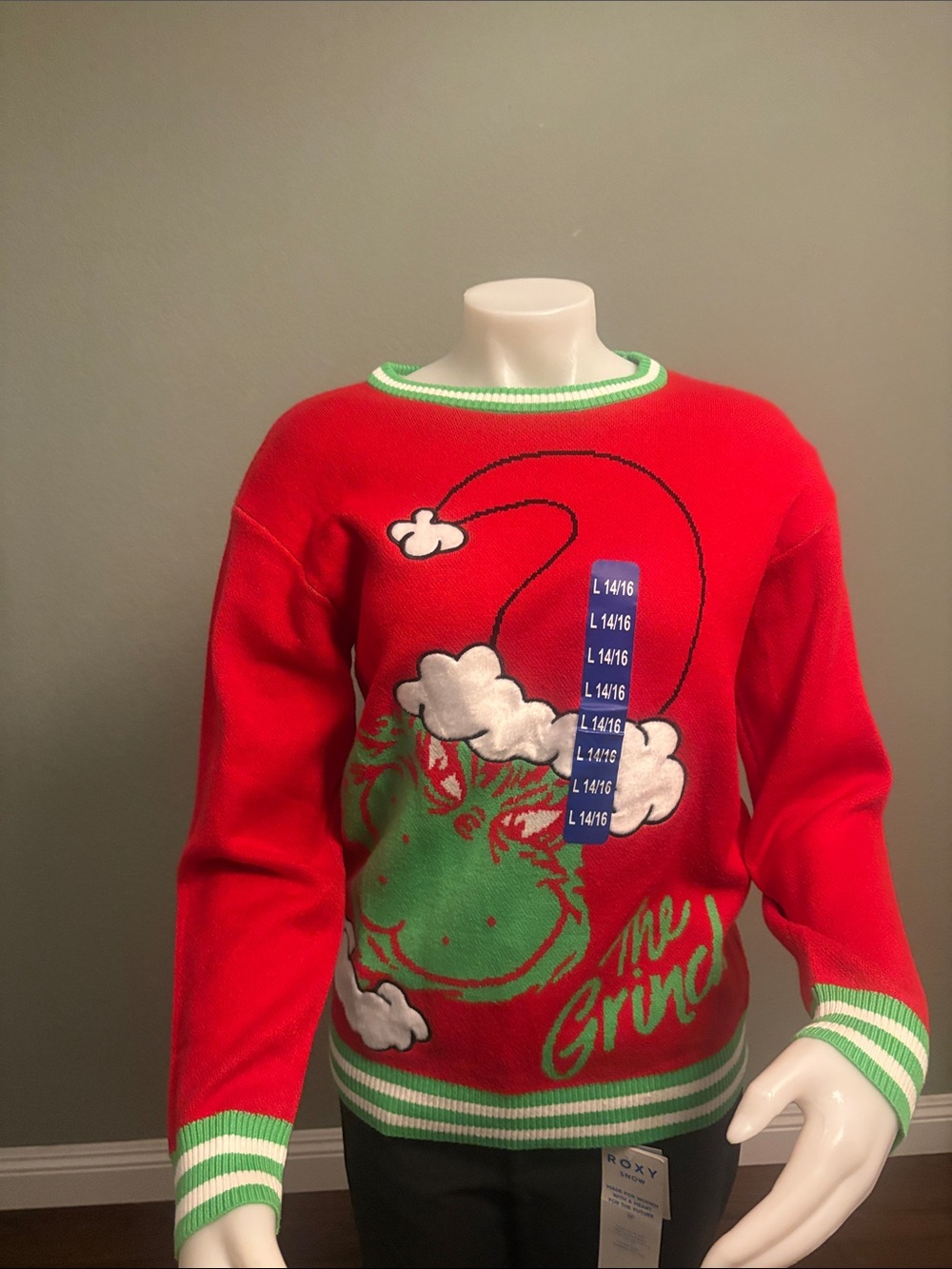 Kids' Red Grinch Holiday Sweater - L (14/16)